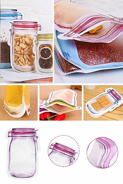 QNİAY Lockable Refrigerator Storage Bag (1 Piece) 500 Ml Bag with Snap Fasteners Home Travel Picnic Type