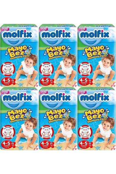 Molfix Swimming Pants (Swimsuit Cloth) Size:4-5 (9-15kg) 66 Pieces