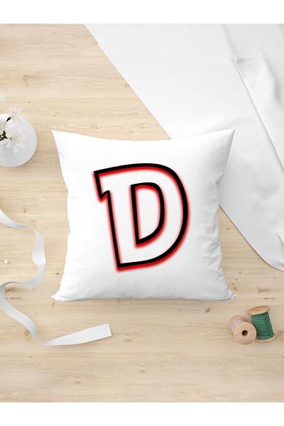 Panorama Ajans Κάλυμμα μαξιλαριού με σκιά νέον Letter D Gift for Friend Special Design