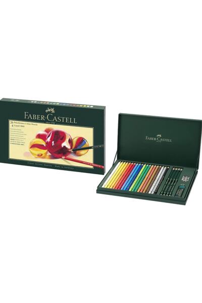 Faber Castell Set cadou Creioane colorate Faber-Castell Polychromos, 20 de culori, 4 creioane din grafit, accesorii