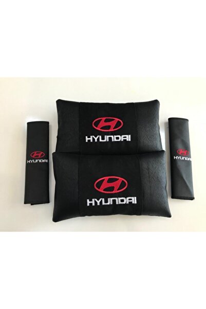 OEM Hyundaı Nakışlı Accent Blue Elantra Deri 2 Adet Boyun Yastıgı Ve Kemer Pedi