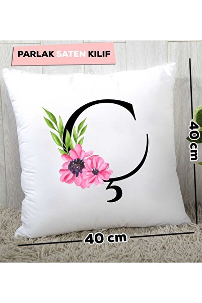 Hedizu Подушка з квітковим візерунком і літерою «Ç»