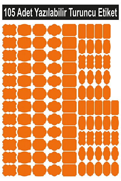 Smartad Orange 105 Pieces Writable Sticker, Jar Sticker, Different Shapes and...
