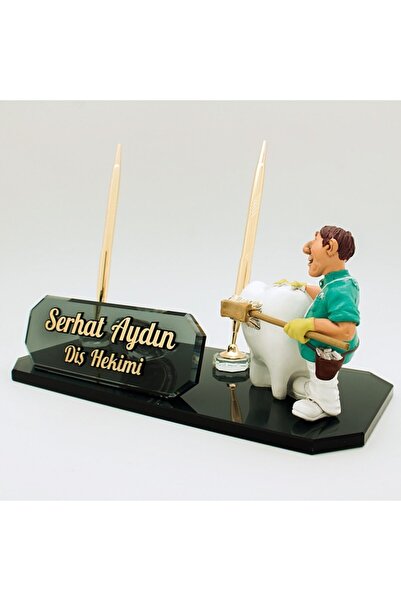 Ofistike Diş Hekimi Biblolu İsimlik Kristal Masa İsimliği