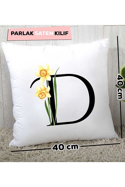 Hedizu Floral Letter D Pillow
