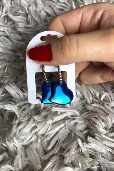 Leerybee Chrome Blue Color Antiallergic Heart Earrings