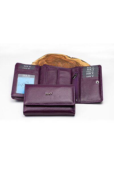 HKY Orta Boy Çok Kullanışlı Hakiki Deri Kadın Cüzdan