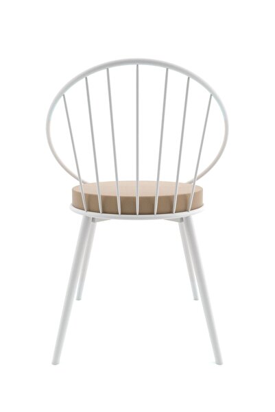 Evdemo Eylül Metal Tel Sandalye Beyaz Kahve