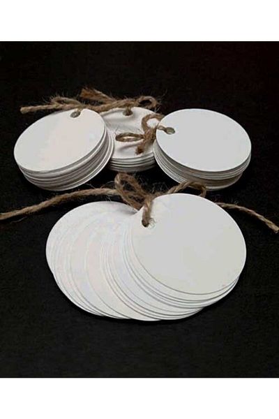 Vice Price / Gift Tag / White Round Cardboard 100 Pieces (5 CM)