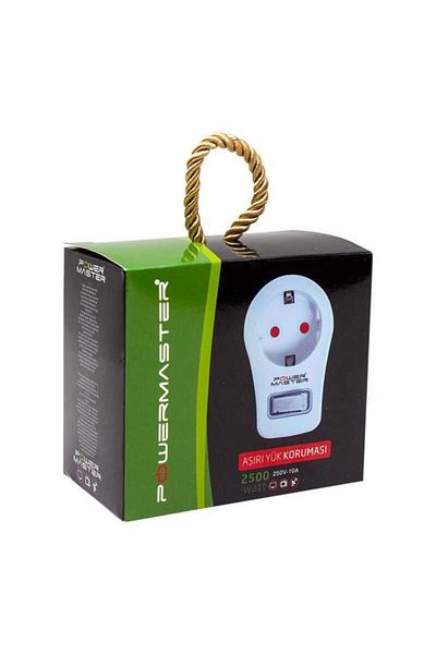 Powermaster موديل 16816 مقبس أبيض محمي بالتيار - 10 أمبير - 2500 وات (تحت 25 ليرة تركية)