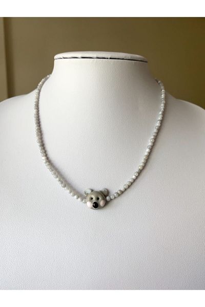 Neta Women's Murano Glass Koala Figure Natural Mother of Pearl Bead Necklace