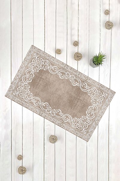 Evsebu Κλασικό μοτίβο λευκό καφέ αντιολισθητικό χαλάκι δαπέδου