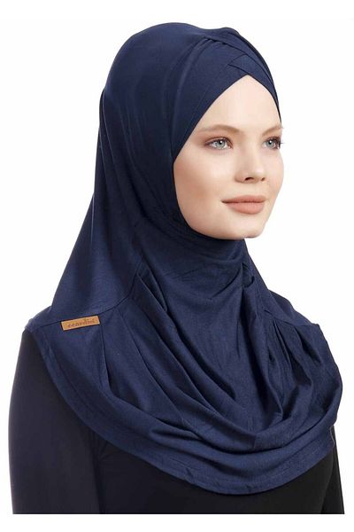 Ecardin Navy Blue Cross Turban - Πρακτικό και Άνετο - St 173