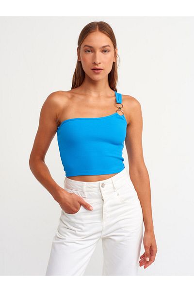 Dilvin 3781 Μοντέλο Saks Crop Top με έναν ώμο ανοιχτό