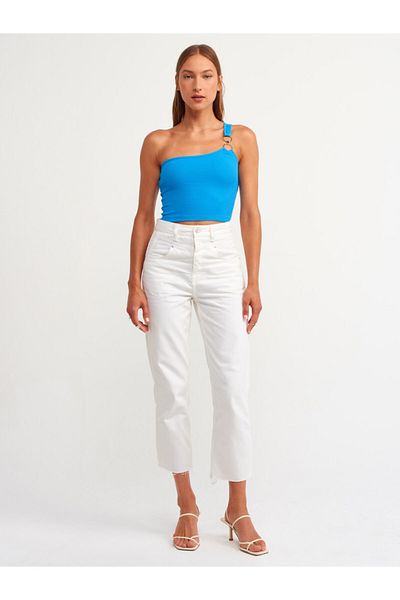 Dilvin 3781 Μοντέλο Saks Crop Top με έναν ώμο ανοιχτό