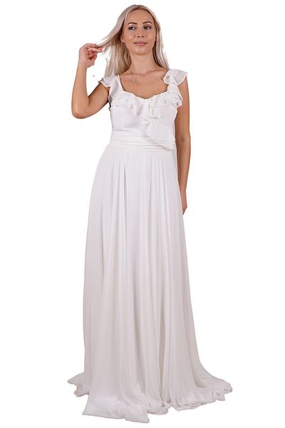 SpringStore Rochie de seara cu volane cu bretele ecru