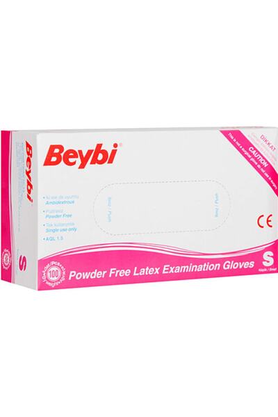 Beybi قفازات فحص خالية من مسحوق اللاتكس صغيرة 100 قطعة