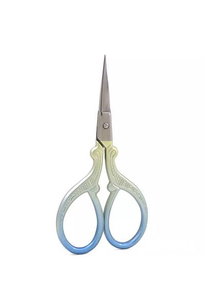 OzanTuhafiye Vintage Phoenix Stitch Embroidery Promise Engagement Scissors M16 Yellow-blue