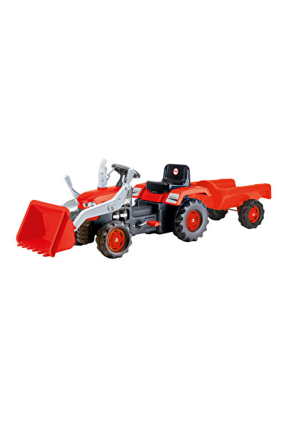 DOLU OYUNCAK Dolu Römorklu Kepçeli Traktör Pedallı Kırmızı