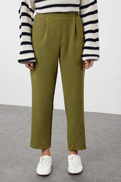 Trendyol Modest Elastic Waist and Khaki Pocket Detailed Woven Trousers - TCTSS23TP00008