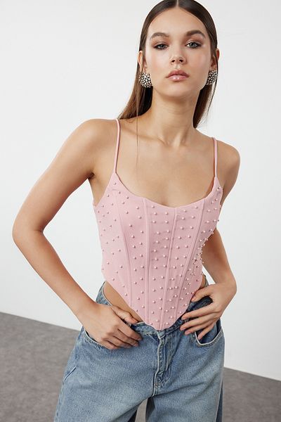Trendyol Collection Szövött mellszobor - porgyöngy és fűző részletes TPRSS24BS00042