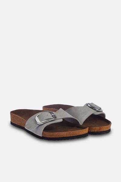 TRENDYOL SHOES Šedé dámske papuče s jedným remienkom TAKSS24TE00005