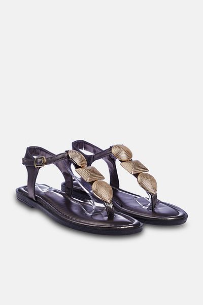TRENDYOL SHOES Žabkové platinové kovové dámské sandály – podrobné příslušenství TAKSS24SD00003