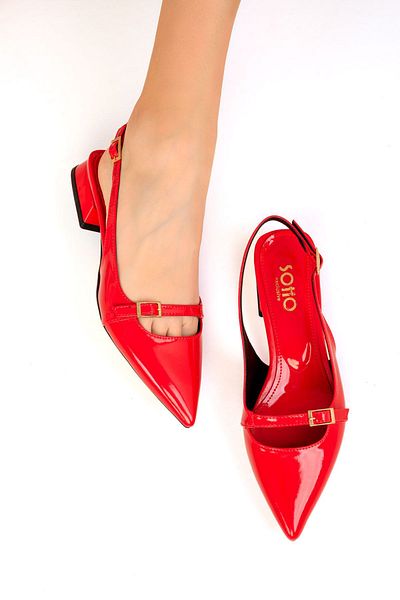 SOHO Klassische Damenschuhe mit Absatz aus Lackleder in Rot - 18889