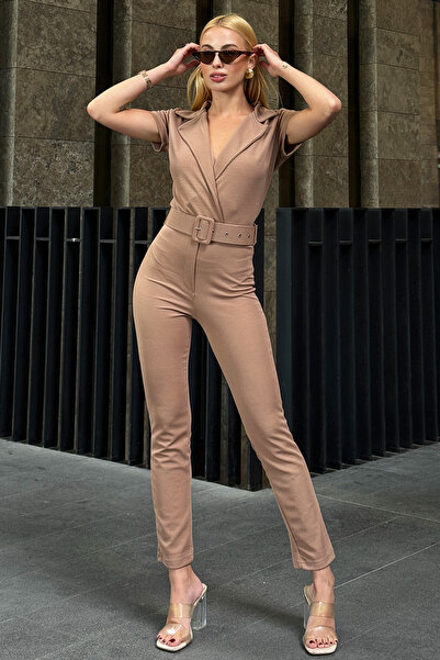 Trend Alaçatı Stili Dámský overal s dvojitým límcem a páskem - ALC-X12298