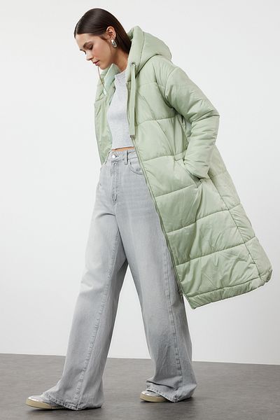 Trendyol Collection Palton gonflabil hidrofug cu glugă mentă TWOAW24MO00136