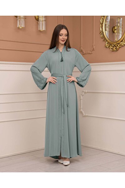 Modamix عباية بسحاب وحزام مزين بالأحجار الماسية -679