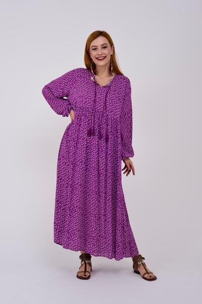 Park Moda An10494 Ponponlu Çıtır Çiçek Desen Elbise