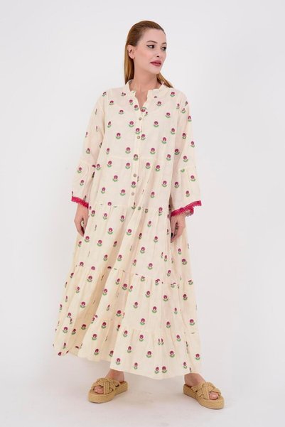 Park Moda AN10512 FLORA DÜĞMELİ UZUN ELBİSE