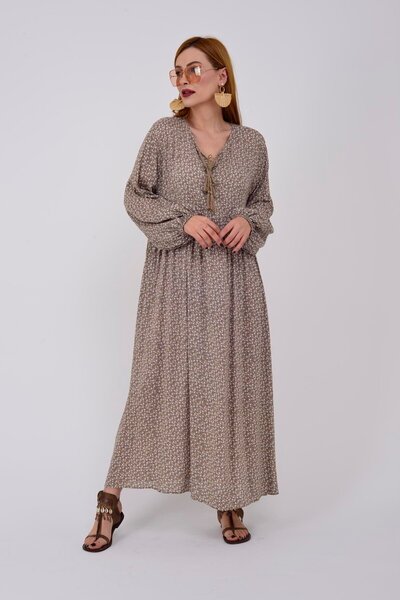 Park Moda An10494 Ponponlu Çıtır Çiçek Desen Elbise