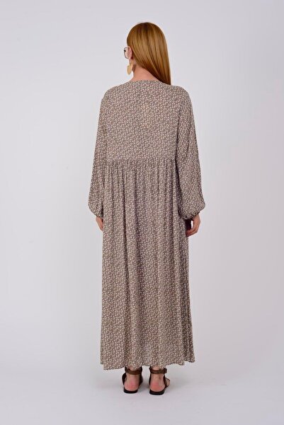 Park Moda An10494 Ponponlu Çıtır Çiçek Desen Elbise