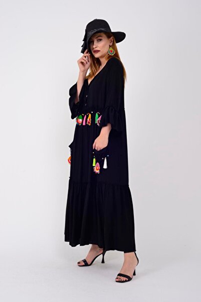 Park Moda Φόρεμα Boho με λεπτομέρεια με κέντημα και φούντα Adn5383