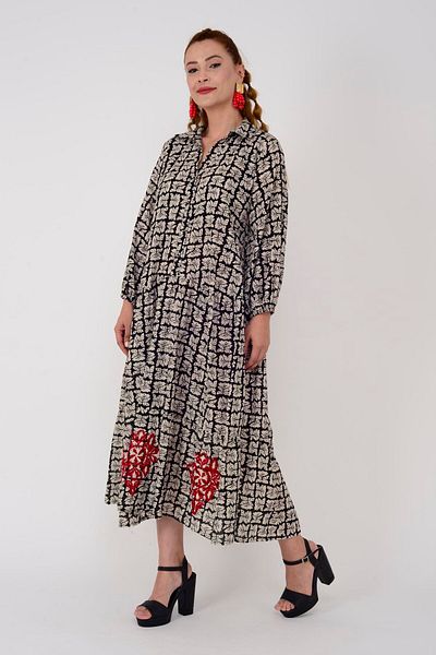Park Moda AN10522 MARIN EMBROIDERY DETAILED SHIRT DRESS