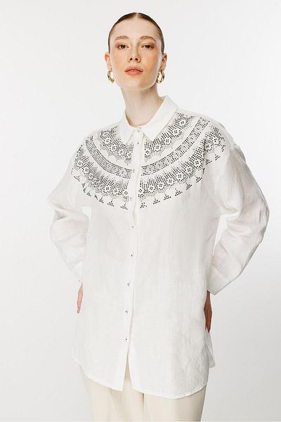 Ghisa White Stone Detailed Tunic