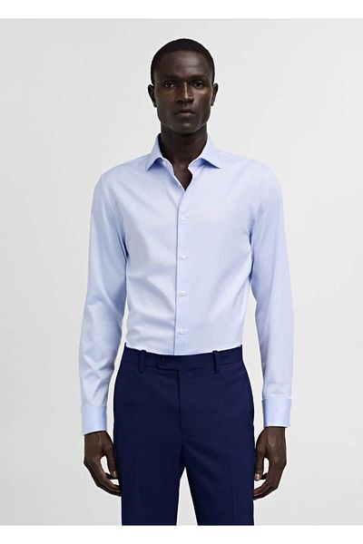 MANGO Man Πουκάμισο Slim Fit Twill με μανικετόκουμπα