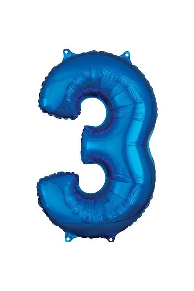 Kavalingo 3 Blue Foil Balloons - 34 Inch 75 Cm Number