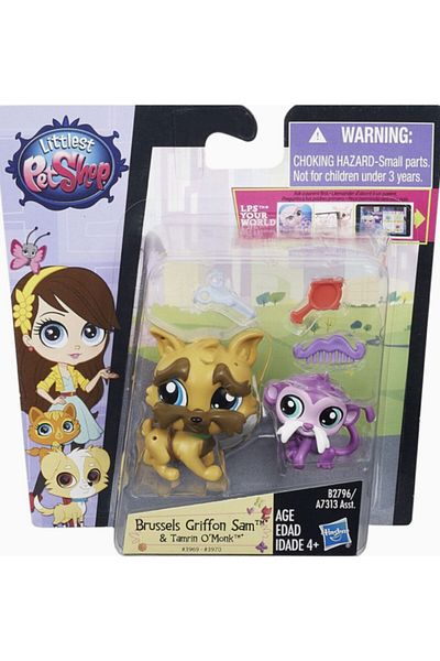 Littlest Pet Shop Minis and her baby Beussel Griffon Sam, tamrin O'monk Original Minis Lps