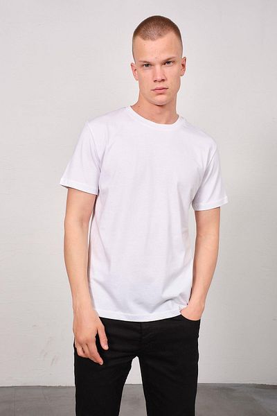 C&City Schwarz/Weißes Basic-T-Shirt mit Rundhalsausschnitt für Herren, 2-teilig, 990, Regular Fit