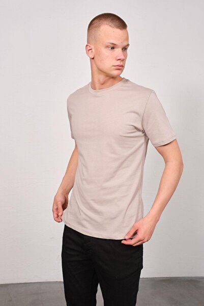 C&City Çağla/Γκρι ανδρικό T-Shirt 2 τεμαχίων με λαιμόκοψη 990 - Regular Fit Basic Model