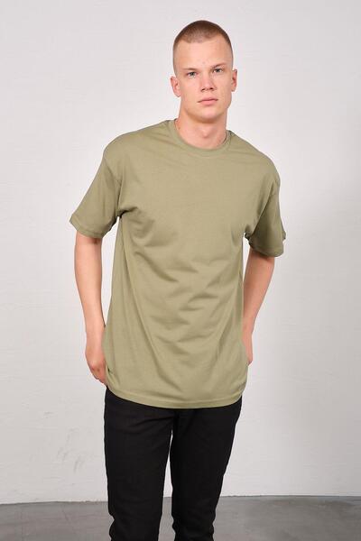 C&City Men's Oversize Crew Neck Basic T-Shirt 991 - Khaki/Beige Set of 2
