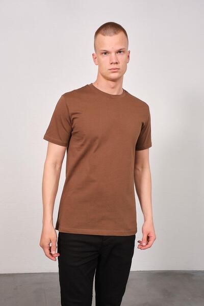 C&City Men's Crew Neck Regular Fit 2-Piece T-Shirt Set - 990 Brown/Indigo