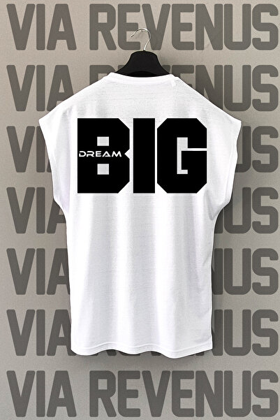 Vordevia Tricou sport Dream Big White - imprimat pe spate, mâneci zero