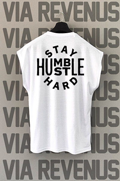 Vordevia Бела спортска мајица без рукава са Štampano, марке Stay Hustle Humbl...