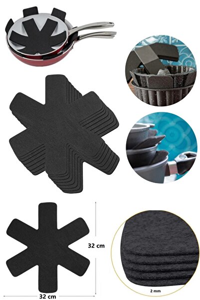 Next Craft Tava, Tencere ve Bor Cam Koruyucu Çizdirmez Keçe 9'lu Set Siyah Renk