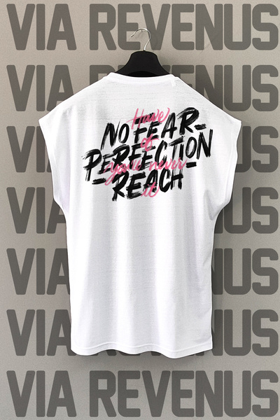 Vordevia Bela majica No Fear Sport T-shirt - Leđa Štampano , Bez rukava
