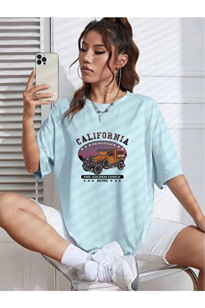 oneagılyazı Tricou oversize unisex cu imprimeu retro California